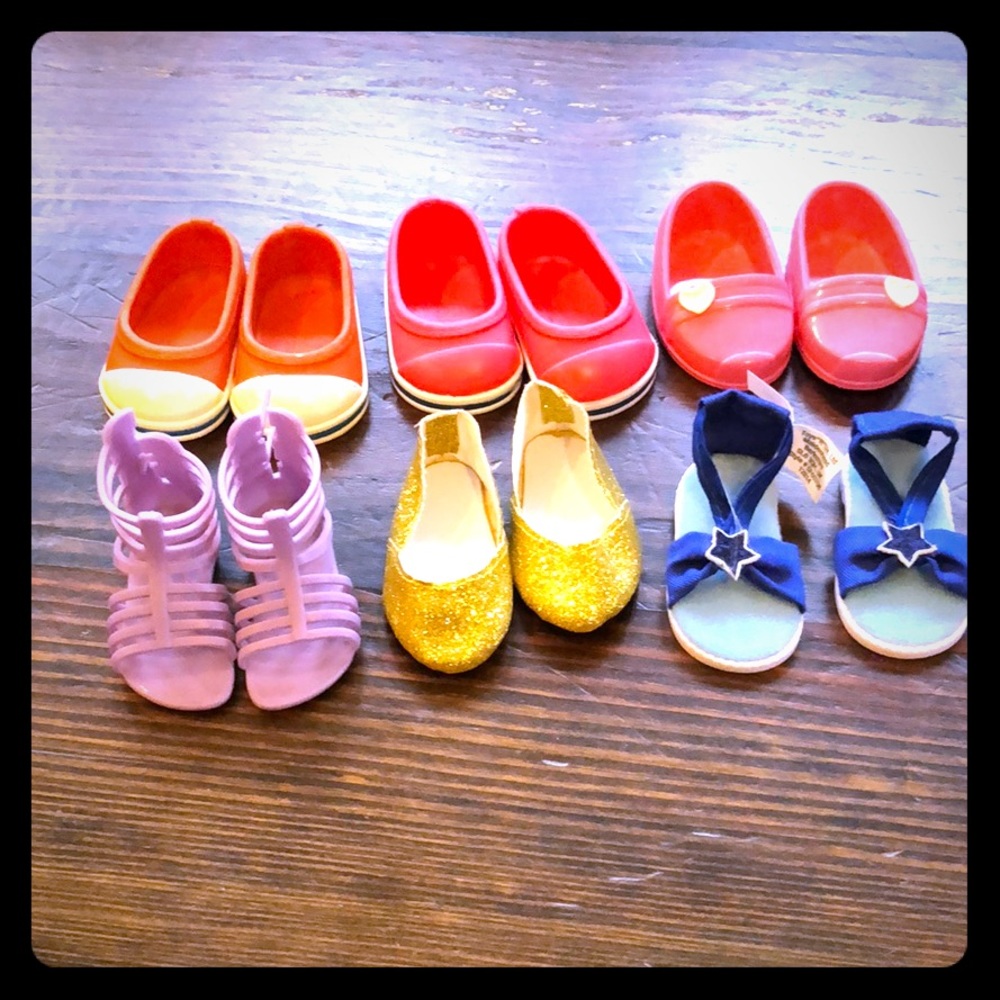 6 pairs 18in doll or bitty baby shoes